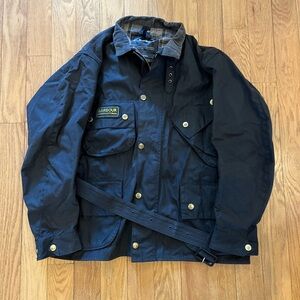 Barbour A7 International C50/127cm XXXL Wax Jacket, Mens, Black, Belted